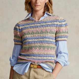 ポロラルフローレン(POLO RALPH LAUREN)のPOLO RALPH LAUREN ストライプドポインテールニット セーター(ニット/セーター)