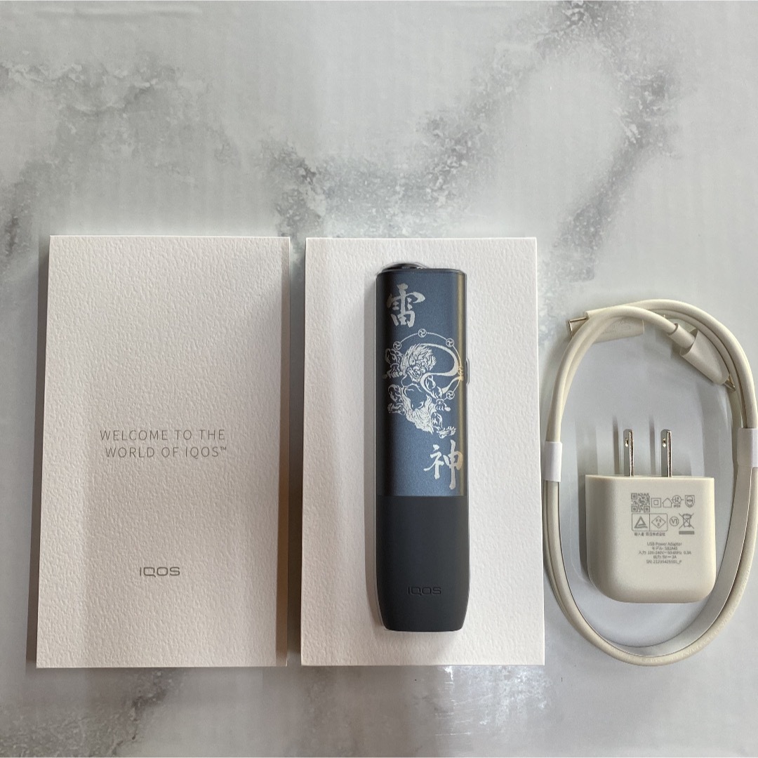 IQOS(アイコス)のiQOS ILUMA ONE イルマワン レーザー加工 雷神 風神 和彫り 黒 メンズのファッション小物(タバコグッズ)の商品写真