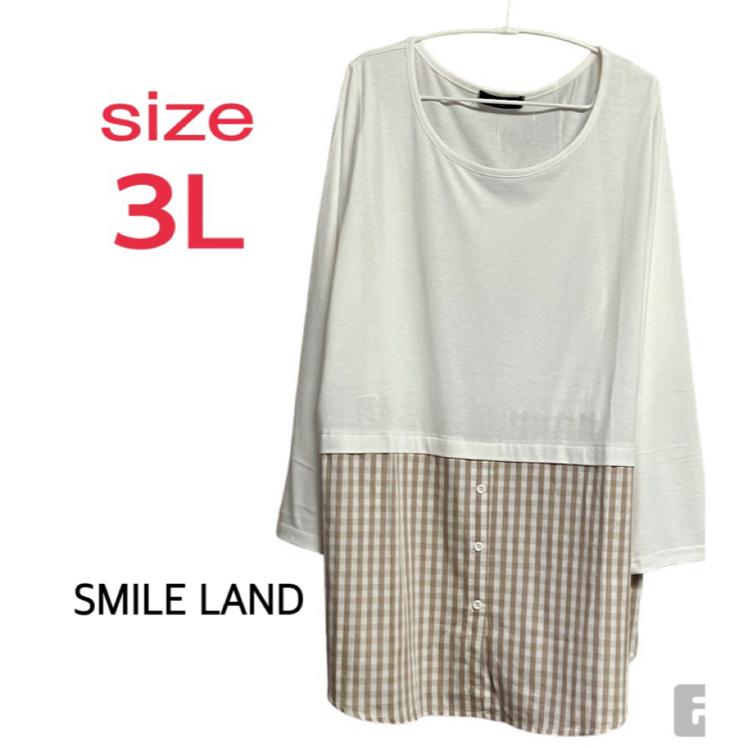 ニッセン(ニッセン)の大きいサイズ ＊新品＊ SMILE LAND  長袖トップス　3L レディースのトップス(Tシャツ(長袖/七分))の商品写真