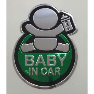 Baby  in  car  ステッカー　緑　新品(車外アクセサリ)