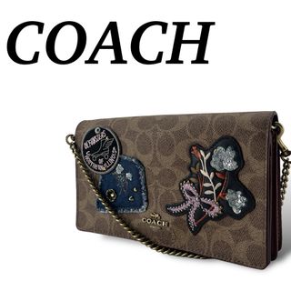 コーチ(COACH)のコーチ　3way  ショルダーウォレット　ゴールドチェーン　シグネチャー　レザー(ショルダーバッグ)