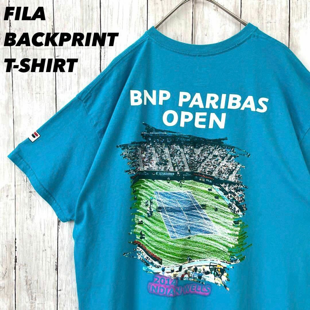 FILA(フィラ)のメンズ古着　FILAフィラ　BNPパリバオープンバックプリントTシャツ メンズのトップス(Tシャツ/カットソー(半袖/袖なし))の商品写真