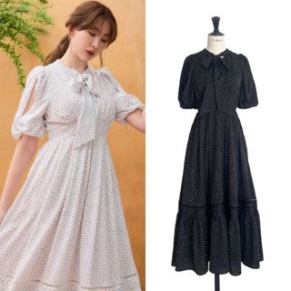 ハーリップトゥ(Her lip to)のPolka-Dot Open Shoulder Dress(ロングワンピース/マキシワンピース)