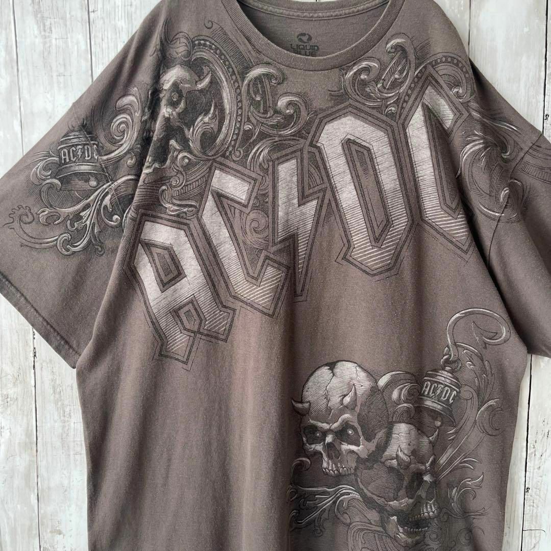 MUSIC TEE(ミュージックティー)のロックバンドTシャツ古着　AC/DC ACDCビッグプリント　サイズXXLグレー メンズのトップス(Tシャツ/カットソー(半袖/袖なし))の商品写真