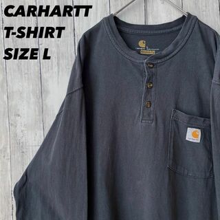 カーハート(carhartt)のアメリカ古着 CARHARTTカーハート　長袖ヘンリーネックポケット付TシャツL(Tシャツ/カットソー(半袖/袖なし))