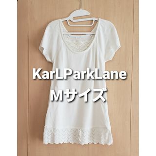 カールパークレーン(KarL Park Lane)のM カールパークレーン KarLParkLane 半袖 ニット チュニック 白(チュニック)