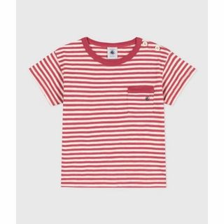 プチバトー(PETIT BATEAU)の新品未使用　Tシャツ　半袖　ベベ赤ボーダー24m(Ｔシャツ)