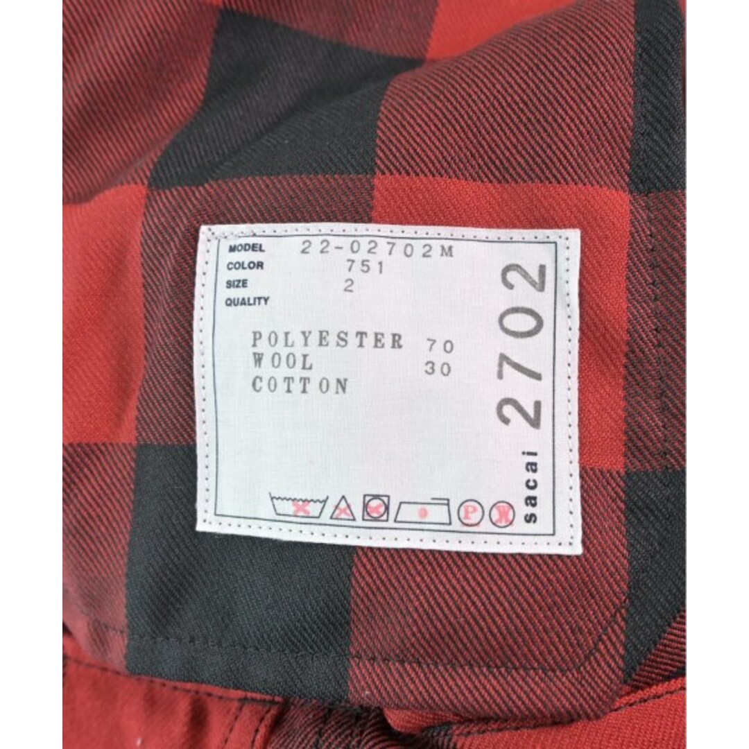 sacai(サカイ)のsacai サカイ ショートパンツ 2(M位) 赤x黒(チェック) 【古着】【中古】 メンズのパンツ(ショートパンツ)の商品写真