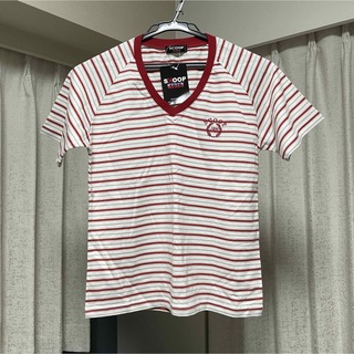 【タグ付き】SCOOP 1975 刺繍 Tシャツ Ｖネック ボーダー 赤(Tシャツ(半袖/袖なし))