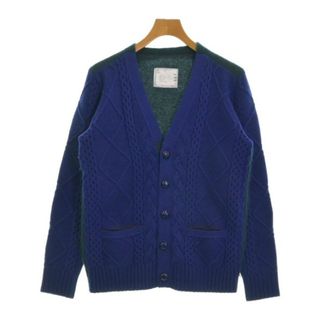 サカイ(sacai)のsacai サカイ カーディガン 1(S位) 青x緑 【古着】【中古】(カーディガン)