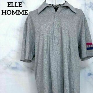 エルオム(ELLE HOMME（ELLE）)の【美品】エルオム　ポロシャツ　グレー　M プリント(ポロシャツ)