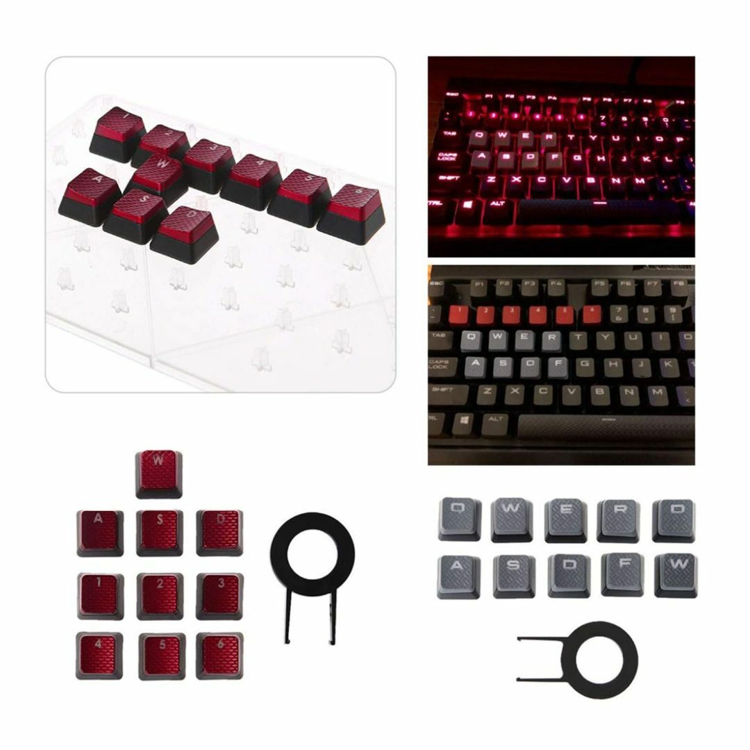 【色: レッド】SHEAWA Corsair K65 K70 K95対応 キーキ スマホ/家電/カメラのPC/タブレット(PC周辺機器)の商品写真