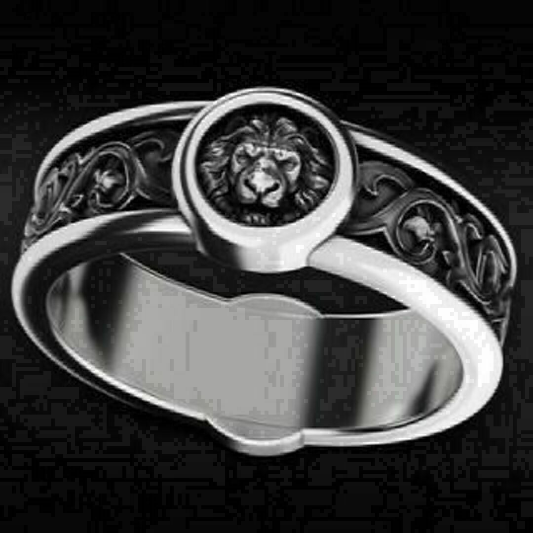 【A165】リング　メンズ　指輪　シルバー　ライオン　アクサセリー　20号 メンズのアクセサリー(リング(指輪))の商品写真