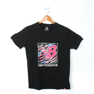 ニューバランス(New Balance)のニューバランス 半袖Tシャツ ロゴT コットン スポーツウエア メンズ Mサイズ 黒×ピンク×白 NEW BALANCE(Tシャツ/カットソー(半袖/袖なし))