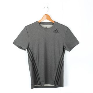 アディダス(adidas)のアディダス 半袖Tシャツ サイドライン エアロレデイ スポーツウエア メンズ Sサイズ グレー×黒 adidas(Tシャツ/カットソー(半袖/袖なし))