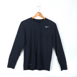 ナイキ(NIKE)のナイキ 長袖Tシャツ ワンポイントロゴ スポーツウエア ドライフィット メンズ Lサイズ ネイビー NIKE(Tシャツ/カットソー(七分/長袖))