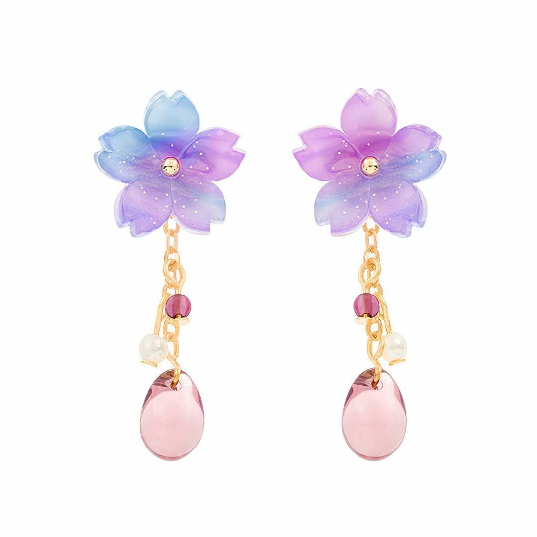 色:パープルONNFMH ピアス 桜 ゆれる 人気 レディース ギフト 花  レディースのアクセサリー(その他)の商品写真