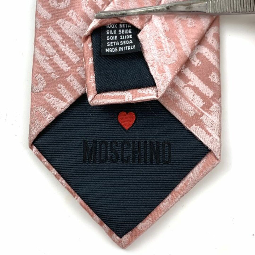 MOSCHINO(モスキーノ)のモスキーノ ブランドネクタイ ロゴグラム柄 シルク イタリア製 メンズ ピンク MOSCHINO メンズのファッション小物(ネクタイ)の商品写真