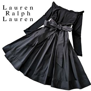 ラルフローレン(Ralph Lauren)の美品　ローレンラルフローレン　リボン付き　ロングワンピース　ドレス　パーティー(ロングワンピース/マキシワンピース)