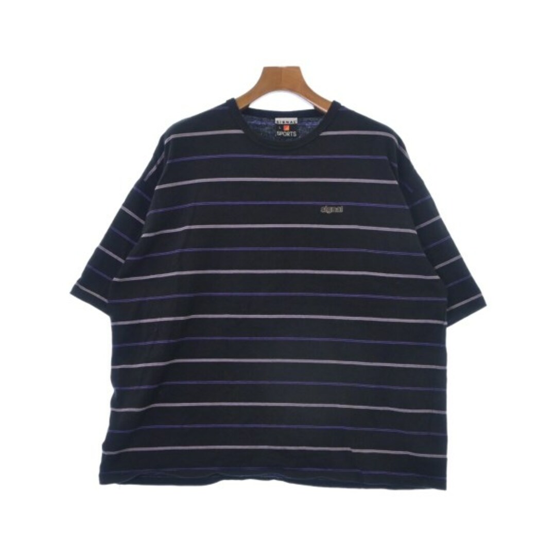SIGNAL SPORTS Tシャツ・カットソー L 黒x紫(ボーダー) 【古着】【中古】 メンズのトップス(Tシャツ/カットソー(半袖/袖なし))の商品写真