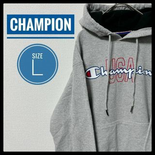 チャンピオン(Champion)の90s 古着 Champion パーカー フーディー L でかロゴ ゆるだぼ(パーカー)