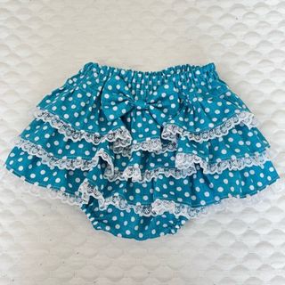 ハンドメイド☆フリルパンツ☆ドット柄☆水色☆80サイズ(パンツ)