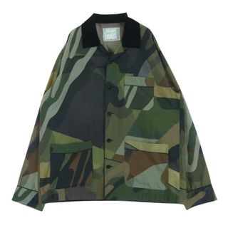 サカイ(sacai)のSacai サカイ 長袖シャツ 21-02574M KAWS Long Sleeve Shirt カウズ ロングスリーブ 長袖 シャツ ジャケット グリーン系 2【中古】(シャツ)