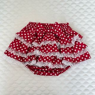 ハンドメイド☆フリルパンツ☆ドット柄☆レッド☆80サイズ(パンツ)