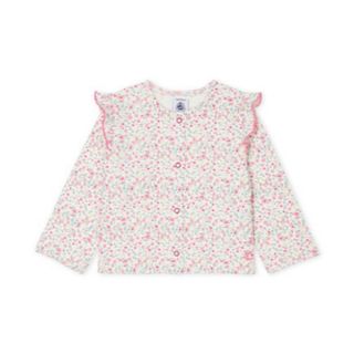 PETIT BATEAU - 新品タグ有★プチバトー　花柄カーディガン　フリル　花柄　24cm/86cm