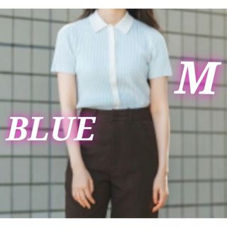 ユニクロ(UNIQLO)のユニクロ　イネス　INES　リブボーダーポロカーディガン　Mサイズ　UNIQLO(カーディガン)