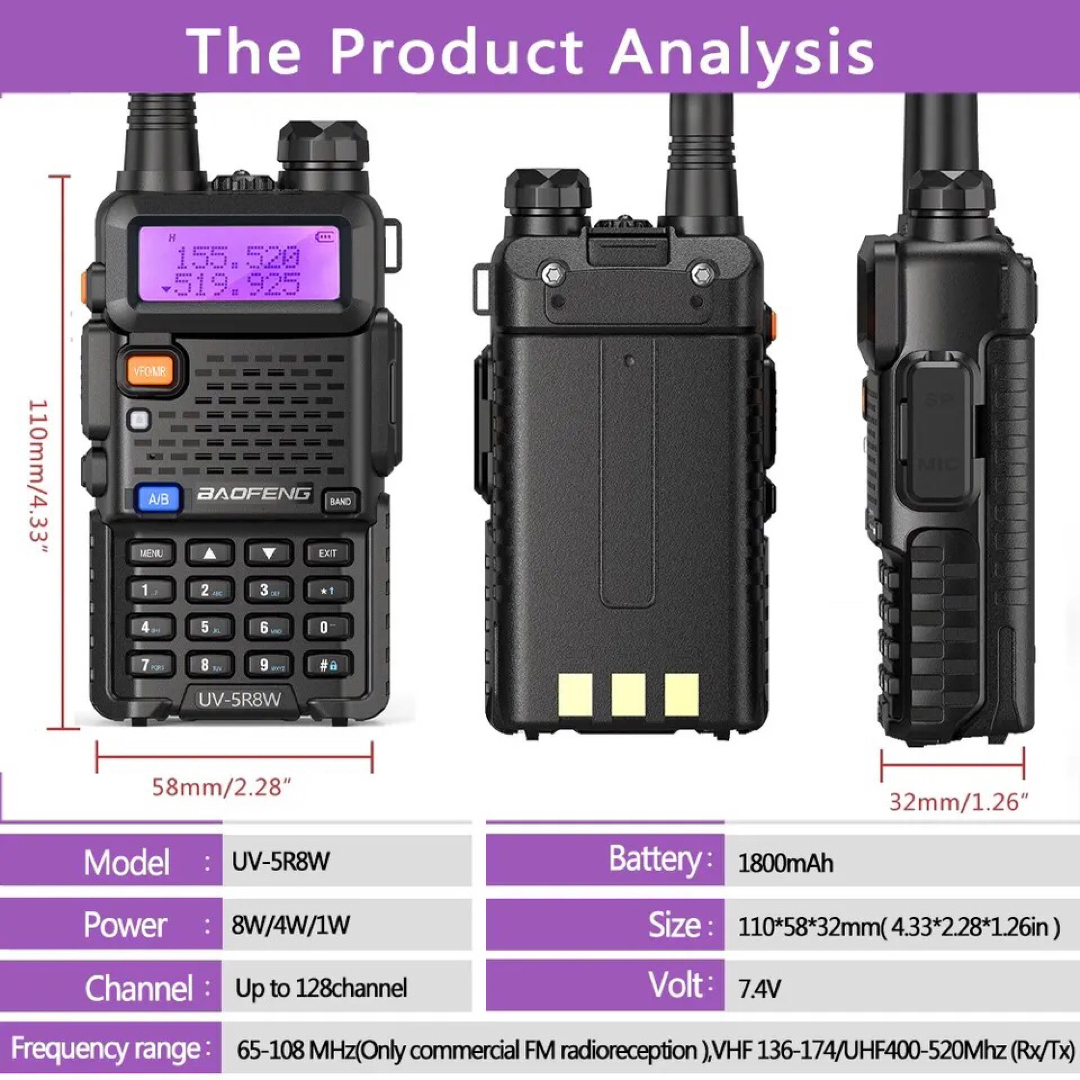 【最安値】UV-5R　8W　ハンディ無線機 エンタメ/ホビーのテーブルゲーム/ホビー(アマチュア無線)の商品写真