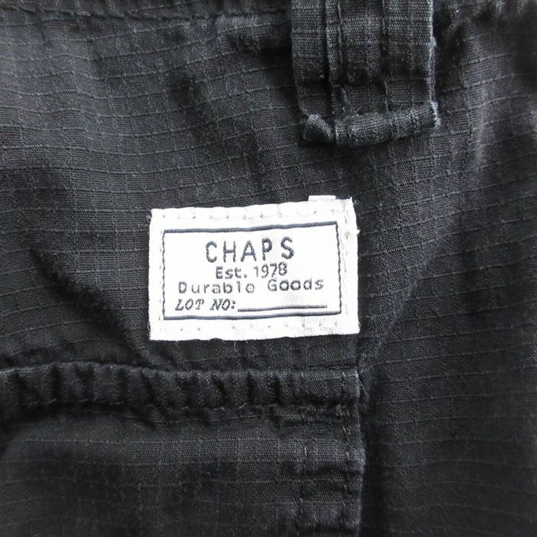 CHAPS(チャップス)のW36★古着 チャップス ショート カーゴ パンツ ショーツ メンズ 90年代 90s リップストップ コットン 黒 ブラック 24apr19 中古 ボトムス 短パン ショーパン メンズのパンツ(ワークパンツ/カーゴパンツ)の商品写真