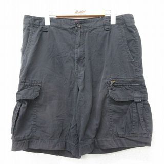 チャップス(CHAPS)のW36★古着 チャップス ショート カーゴ パンツ ショーツ メンズ 90年代 90s リップストップ コットン 黒 ブラック 24apr19 中古 ボトムス 短パン ショーパン(ワークパンツ/カーゴパンツ)