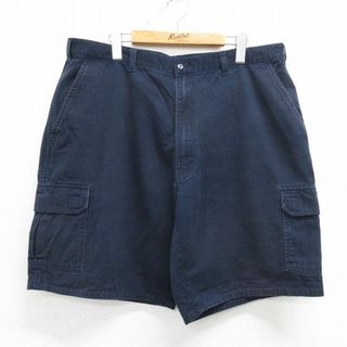 ディッキーズ(Dickies)のW37★古着 ディッキーズ Dickies ショート カーゴ パンツ ショーツ メンズ コットン 濃紺 ネイビー 24apr19 中古 ボトムス 短パン ショーパン(ワークパンツ/カーゴパンツ)