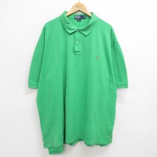 ラルフローレン(Ralph Lauren)のXL★古着 ラルフローレン Ralph Lauren 半袖 ブランド ポロ シャツ メンズ 90年代 90s ワンポイントロゴ 鹿の子 大きいサイズ コットン 緑 グリーン 24apr19 中古 トップス(ポロシャツ)