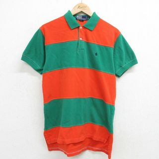 ラルフローレン(Ralph Lauren)のL★古着 ラルフローレン Ralph Lauren 半袖 ブランド ポロ シャツ メンズ 90年代 90s ワンポイントロゴ 鹿の子 コットン 緑他 グリーン 24apr19 中古 トップス(ポロシャツ)