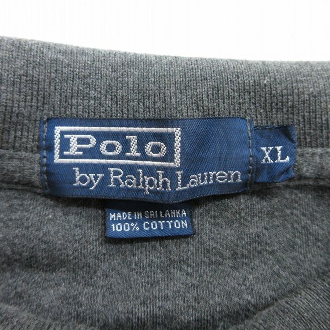 Ralph Lauren(ラルフローレン)のXL★古着 ラルフローレン Ralph Lauren 半袖 ブランド ポロ シャツ メンズ 90年代 90s ワンポイントロゴ ヘリンボーン コットン 濃グレー 霜降り 【spe】 24apr19 中古 トップス メンズのトップス(ポロシャツ)の商品写真