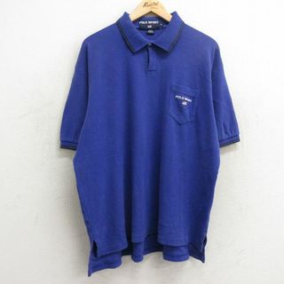 ラルフローレン(Ralph Lauren)のXL★古着 ラルフローレン Ralph Lauren ポロスポーツ 半袖 ブラント ポロ シャツ メンズ 90年代 90s ワンポイントロゴ 大きいサイズ コットン 青 ブルー 【spe】 24apr19 中古 トップス(ポロシャツ)