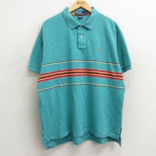 ラルフローレン(Ralph Lauren)のXL★古着 ラルフローレン Ralph Lauren 半袖 ブラント ポロ シャツ メンズ 90年代 90s ワンポイントロゴ 大きいサイズ コットン 緑他 グリーン 24apr19 中古 トップス(ポロシャツ)