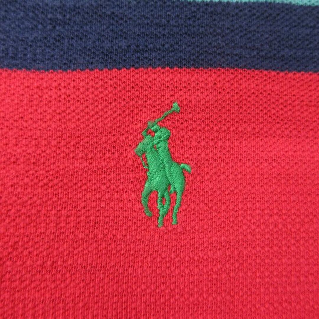 Ralph Lauren(ラルフローレン)のXL★古着 ラルフローレン Ralph Lauren 半袖 ブラント ポロ シャツ メンズ 90年代 90s ワンポイントロゴ コットン 赤他 レッド ボーダー 24apr19 中古 トップス メンズのトップス(ポロシャツ)の商品写真