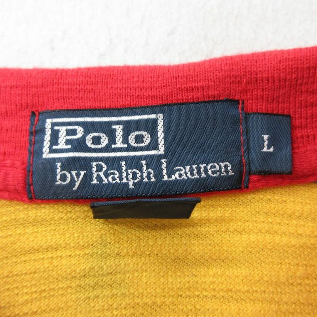 Ralph Lauren(ラルフローレン)のXL★古着 ラルフローレン Ralph Lauren 半袖 ブラント ポロ シャツ メンズ 90年代 90s ワンポイントロゴ コットン 赤他 レッド ボーダー 24apr19 中古 トップス メンズのトップス(ポロシャツ)の商品写真