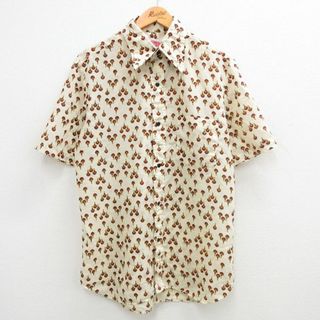 L★古着 半袖 シャツ メンズ 70年代 70s 総柄 ベージュ他 カーキ 24apr19 中古 トップス(シャツ)