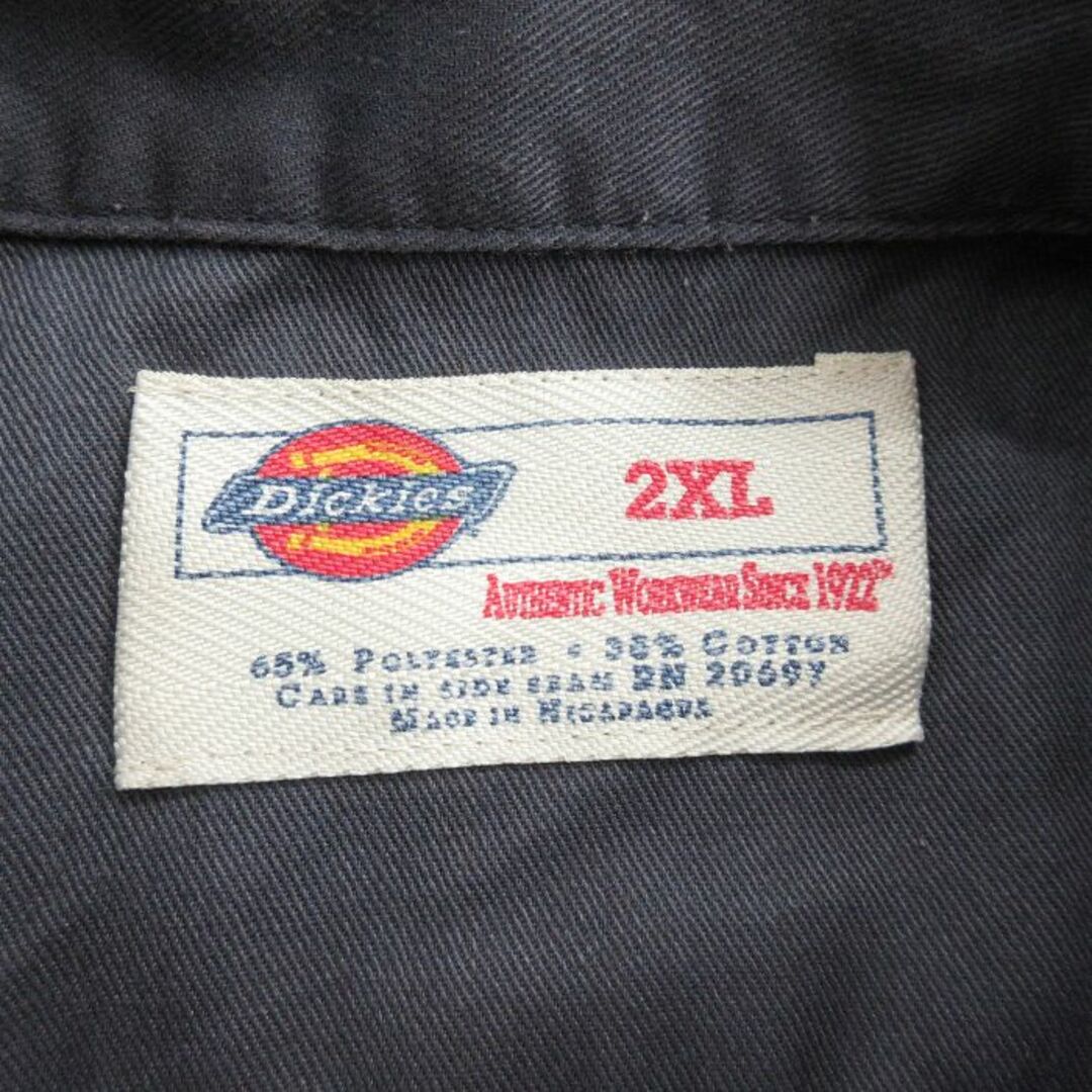 Dickies(ディッキーズ)のXL★古着 ディッキーズ Dickies 半袖 ワーク シャツ メンズ 00年代 00s 大きいサイズ ロング丈 濃グレー 【spe】 24apr19 中古 トップス メンズのトップス(シャツ)の商品写真