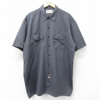 ディッキーズ(Dickies)のXL★古着 ディッキーズ Dickies 半袖 ワーク シャツ メンズ 00年代 00s 大きいサイズ ロング丈 濃グレー 【spe】 24apr19 中古 トップス(シャツ)