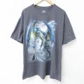 XL★古着 半袖 Tシャツ メンズ ドラゴン 大きいサイズ コットン クルーネ…