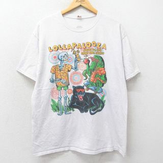 ヘインズ(Hanes)のXL★古着 ヘインズ Hanes 半袖 ロック バンド Tシャツ メンズ ロラパルーザ フェス アリアナグランデ トゥエンティワンパイロッツ 白 ホワイト 【spe】 24apr19 中古(Tシャツ/カットソー(半袖/袖なし))