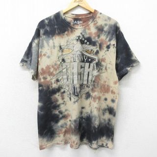 XL★古着 半袖 ロック バンド Tシャツ メンズ ジョニーキャッシュ コットン クルーネック 黒他 ブラック タイダイ 24apr19 中古(Tシャツ/カットソー(半袖/袖なし))