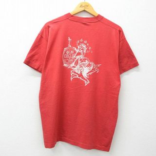 フルーツオブザルーム(FRUIT OF THE LOOM)のXL★古着 フルーツオブザルーム 半袖 ビンテージ Tシャツ メンズ 90年代 90s 鳥 クルーネック USA製 赤系 レッド 24apr19 中古(Tシャツ/カットソー(半袖/袖なし))