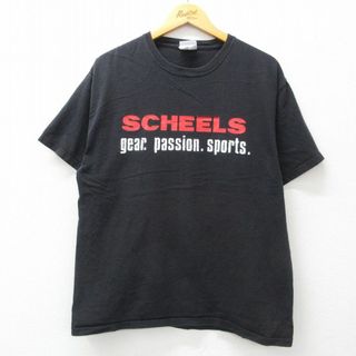 ヘインズ(Hanes)のXL★古着 ヘインズ Hanes 半袖 ビンテージ Tシャツ メンズ 00年代 00s SCHEELS コットン クルーネック 黒 ブラック 24apr19 中古(Tシャツ/カットソー(半袖/袖なし))