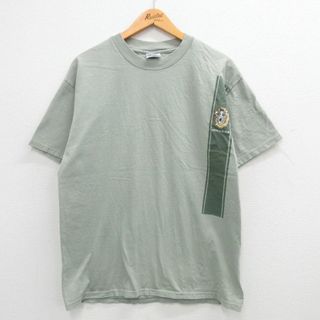 ヘインズ(Hanes)のL★古着 ヘインズ Hanes 半袖 ビンテージ Tシャツ メンズ 00年代 00s musser コットン クルーネック 緑系 グリーン 24apr19 中古(Tシャツ/カットソー(半袖/袖なし))